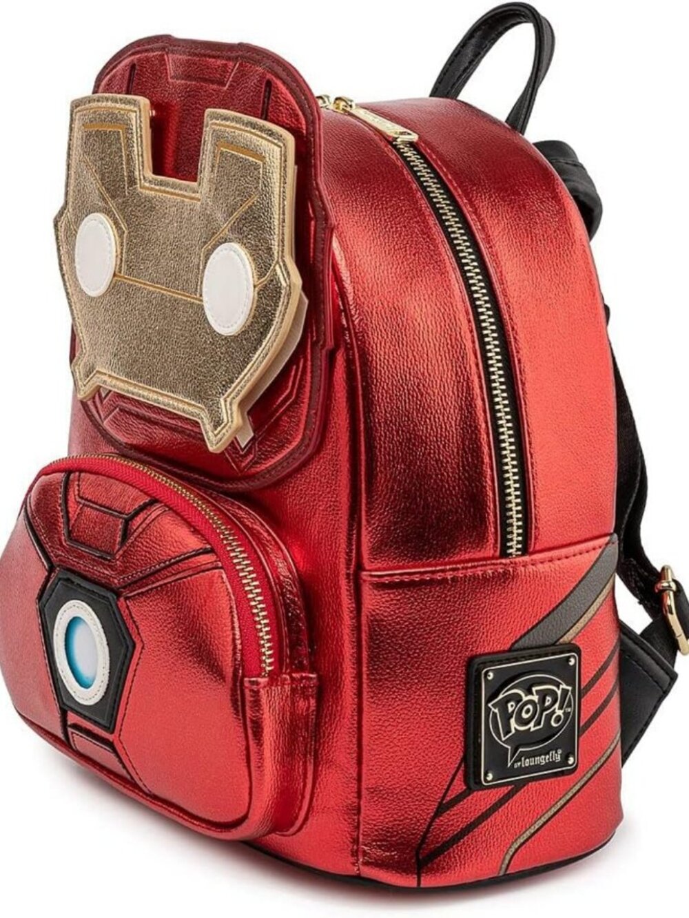 Light Up Iron Man Mini Backpack - Metallic Leather, Stylish & Fun for Fans - Picture 2 of 7